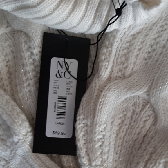 *SOLD**EUC 🎀Gabrielle Union🎀Lush Mock Neck Metallic Sparkle Sweater - Picture 7 of 7